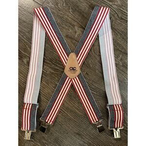 CLC Custom LeatherCraft Top Grain Cowhide Suspenders American Flag 2” Heavy Duty